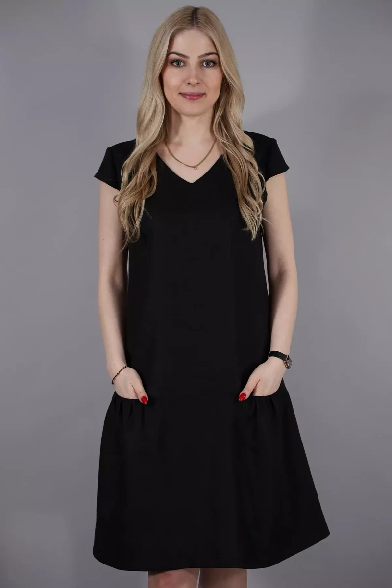 Czarna lniana sukienka Dora sukienka oversize z obniżonym stanem luźna mała czarna